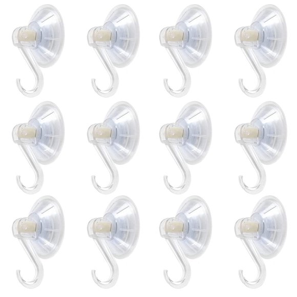 1st Choice Clear Plastic Suction Cup Hook 12 Pack Ultra Heavy Duty Hooks Strong Power Lock Hooks Vacuum Traceless Hooks Smooth Waterproof Oil-Proof Wall Shower Kitchen Window Bathroom Holder