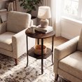 thumbnail image 4 of Gymax 2PCS Round End Table Night Stand w/ Storage Shelf Industrial Bedside Table Rustic Brown & Black, 4 of 10