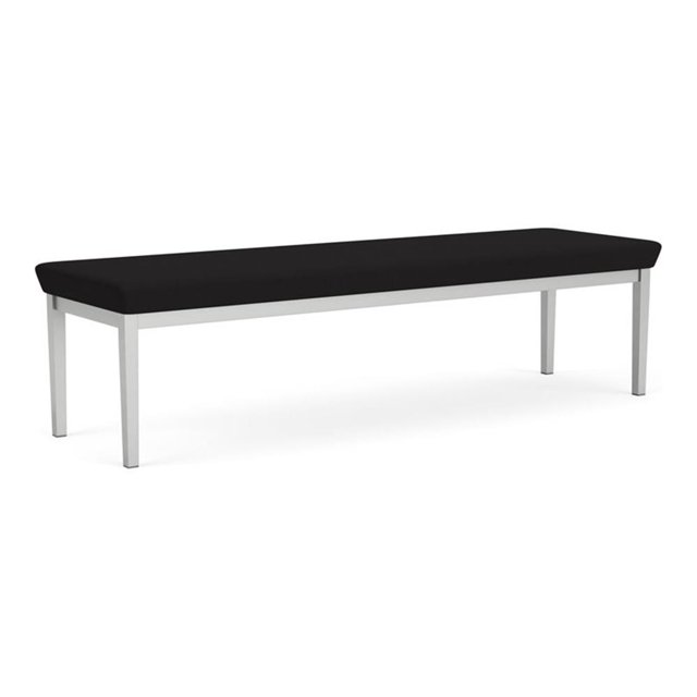 Lenox Steel Reception Waiting Room 3-Seat Bench / Silver Steel / Black
