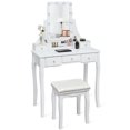 thumbnail image 3 of Patiojoy LED Vanity Table Makeup Dresser Desk w/ Drawers & Cushioned Stool White, 3 of 10