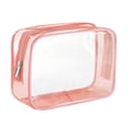 thumbnail image 1 of Clear Makeup Bag Reusable for Women and Men Travel PVC Storage Bag Pink, 1 of 8