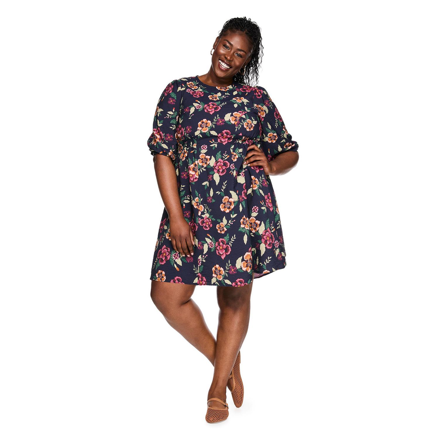Robe ajustée et évasée à manches longues Lane Bryant Plus pour femmes