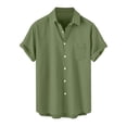 thumbnail image 1 of JIUKE Plus Size Shirts for Men Short Sleeve Button down Shirts Lapel Solid Color Loose Summer Vacation Blouses, 1 of 7
