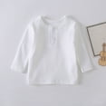 thumbnail image 1 of RXIRUCGD Mode Garçons et Filles Décontracté Col Rond Manches Longues Couleur Unie Haut Manches Longues, Blanc, Taille : 3 Ans, 1 of 7