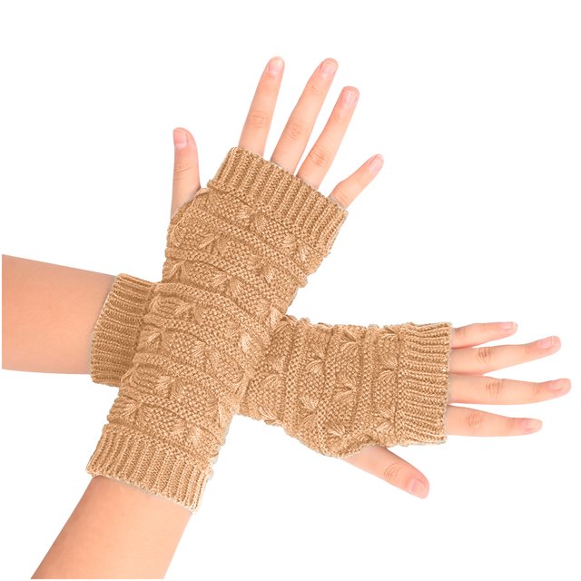 RXIRUCGD Gants d'Hiver pour Femmes Chauffe-Poignets et Bras Extensibles Gants Tricotés Sans Doigts