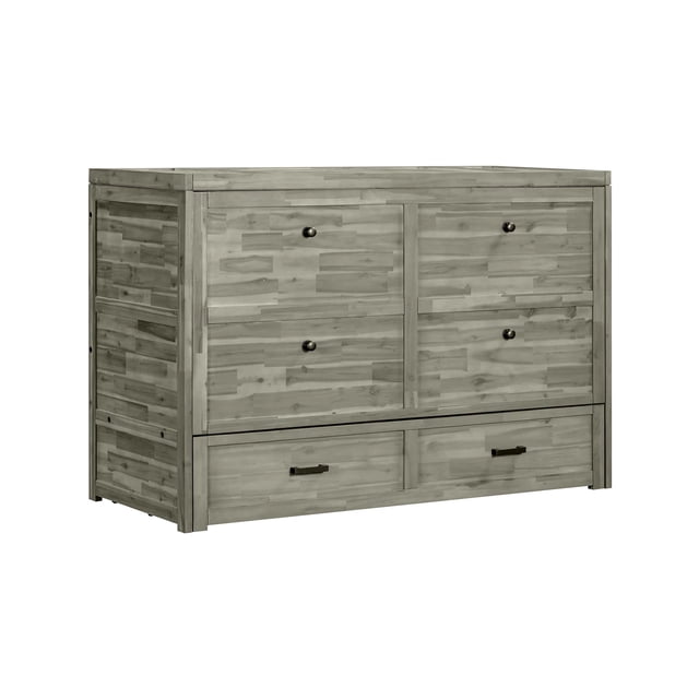 Rustic Classics Stow Queen Size Murphy Bed Cabinet with Gel Memory Foam Mattress (Stone)