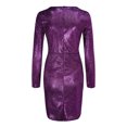 thumbnail image 4 of WTXUE Robe à Manches Longues, Robe à Paillettes à Col en V à Manches Longues, Robe Ajustée Élégante pour Dames, Robe à Paillettes pour Femmes, Robes Petites pour Femmes, Robe Violette, Violet P, 4 of 7