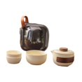 thumbnail image 1 of veasfak Portable Tea Set with Case Ceramic Chinese Kung Fu Teapot Teacups for Travel Three Teacups Set, 1 of 9
