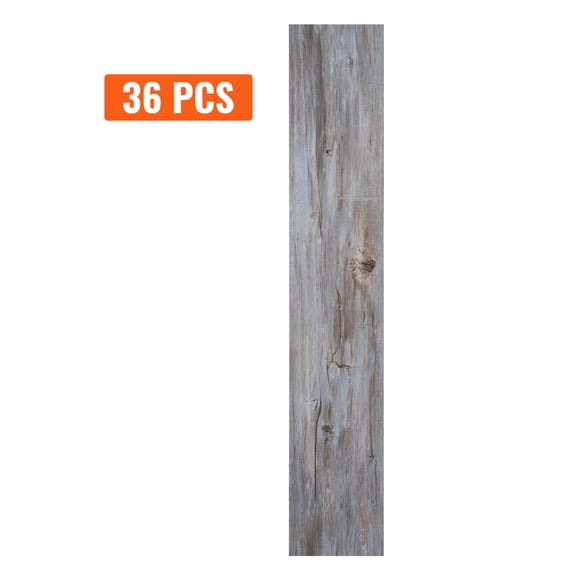 KFFKFF Self Adhesive Vinyl Floor Tiles 36 x 6 inch, 36 Tiles 0.62mm Thick Peel & Stick, Vintage Wood Grain DIY Flooring for Kitchen, Dining Room, Bedrooms & Bathrooms, Easy for Home Decor