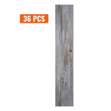 KFFKFF Self Adhesive Vinyl Floor Tiles 36 x 6 inch, 36 Tiles 0.62mm Thick Peel & Stick, Vintage Wood Grain DIY Flooring for Kitchen, Dining Room, Bedrooms & Bathrooms, Easy for Home Decor