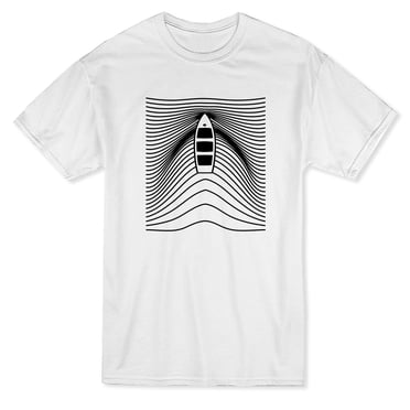 T-shirt Blanc pour Homme à Motif de Vagues de Bateau Mou