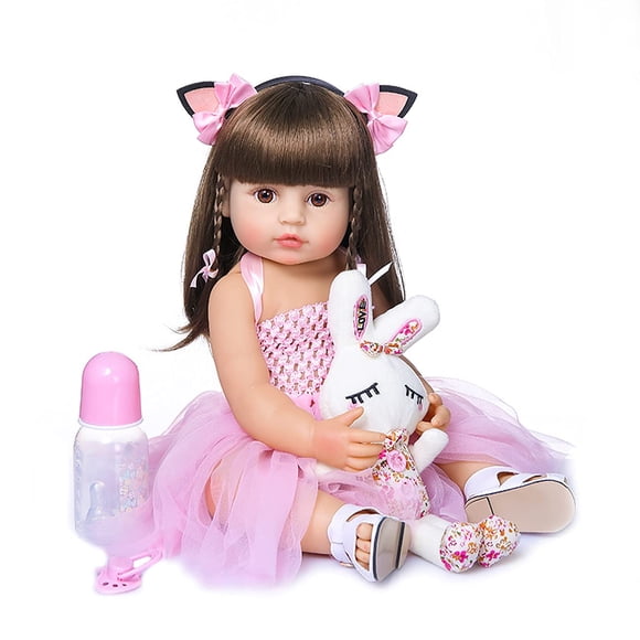 Wamdoll 22 inch 55CM Realistic Sweet Face Real Baby Size Reborn Toddler Newborn Girl Doll Crafted in Silicone Vinyl Full Body Children Birthday,