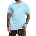 thumbnail image 1 of BOBOGOJP T-Shirt en Coton à Manches Courtes Extensible T-Shirt à Manches Courtes à Col Rond (Bleu Clair,G), 1 of 5