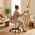 thumbnail image 2 of HOMCOM Rolling Stool with Wheels, Swivel Stool with Back Support, Pink, 2 of 10