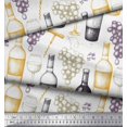 thumbnail image 2 of Soimoi polyester Crepe Fabric Grapes,Wine Glass & Bottle Print Fabric by Yard 42 Inch Wide, 2 of 3