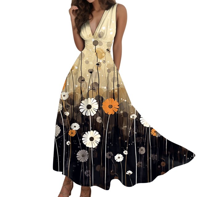 TJAZFJPA Robes d'Été de Plage Grande Taille pour Femmes Robes d'Été Sans Manches Robe de Travail à Manches Courtes Imprimée Col en V Robe Décontractée pour Femmes Robe Maxi Grande Taille Robes pour Femmes Robe Courte Noire
