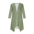 thumbnail image 4 of Mrat Sheer Cardigan for Womens 3/4 Sleeve Tops with Pocket Solid Irregular Flowy Jacket S-86 Green XL, 4 of 5