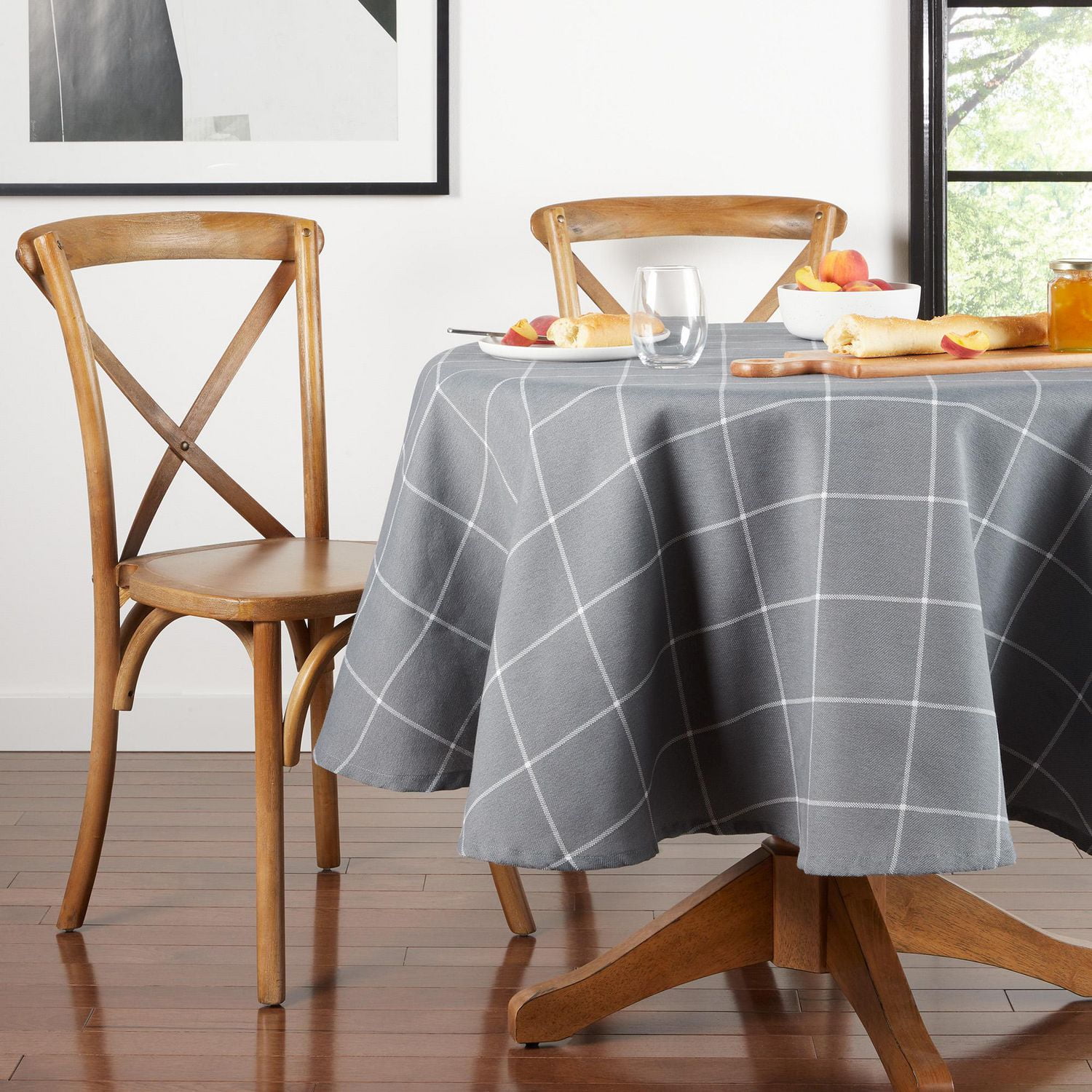Mainstays Windowpane Tablecloth, Grey