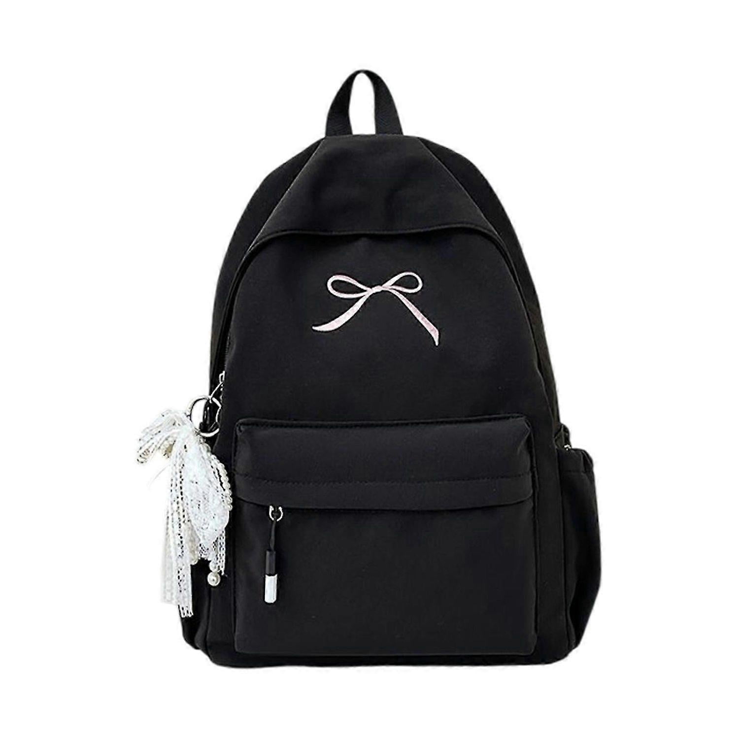 Travel Backpacks for Teens and Girl Casual Daypacks Sweet Bows Backpacks Students School Bag Japanese Styles Rucksack Black -HK822