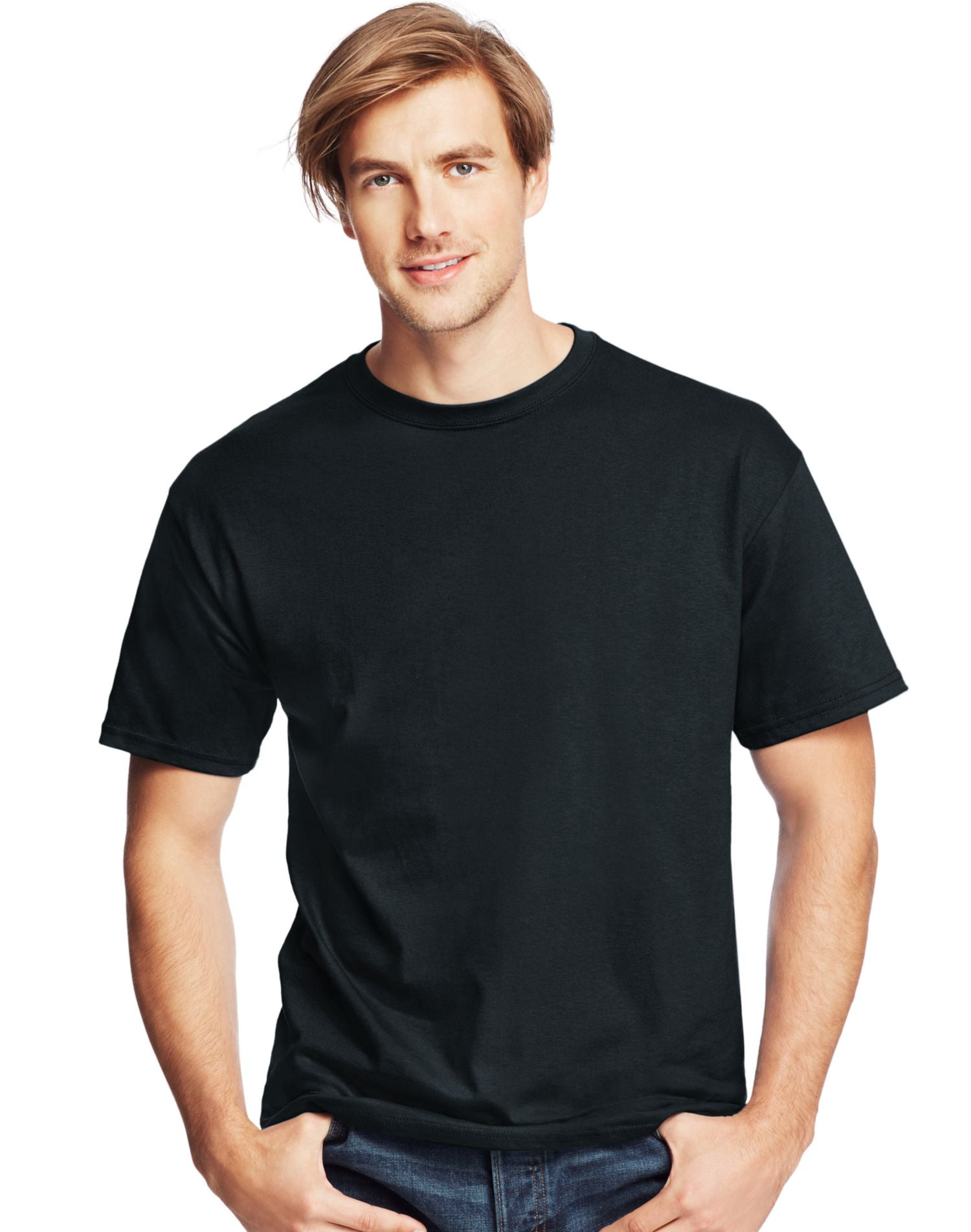 Hanes T-Shirts à Col Ras du Cou ComfortSoft pour Hommes, Lot de 4, 4TG, Noir