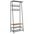 thumbnail image 2 of COZONY Coat Rack with Shoe Bench, 4-in-1 Hall Tree W/ 10 Hooks, Entryway Bench with Coat Rack, Sturdy Steel Frame, Versatile Furniture for Bedroom, Living Room, Apartment, 25.2"W,Brown, 2 of 7