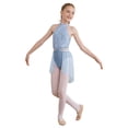 thumbnail image 2 of Yartina Robe de Danse Lyrique pour Filles Enfants Justaucorps-Robe Sans Manches Costume de Danse Moderne Contemporaine Bleu Clair 14, 2 of 7