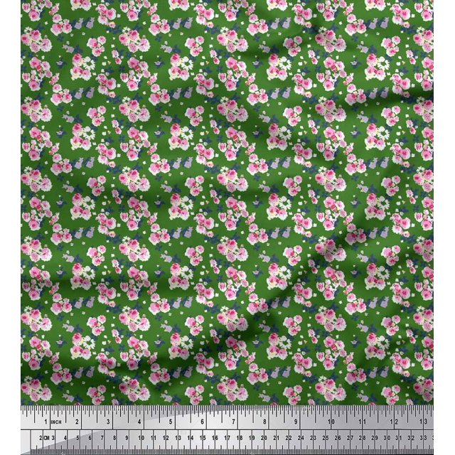 Soimoi Rayon Fabric Flower Artistic Fabric Prints by Yard 42 Inch Wide