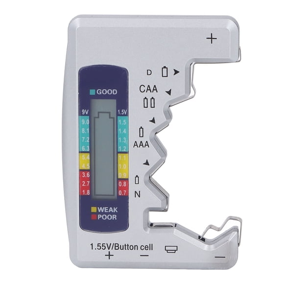 Pile Numérique Portable avec Écran LCD et Boîtier ABS, Bouton, Vérificateur de Pile pour Piles 1,5 V et 9 V