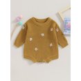 thumbnail image 2 of FOCUSNORM Combinaison Tricotée pour Bébé Fille Broderie Florale Col Rond Manches Longues pour Automne Hiver, 2 of 8