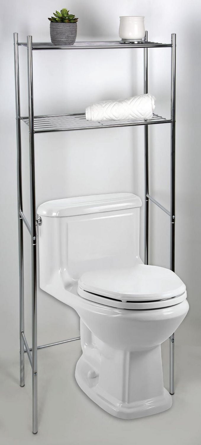 Era Aquarius espace de rangement chrome pour en haut des toilettes, Étagère à trois niveaux