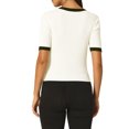 thumbnail image 3 of INSPIRE CHIC Women's Fitted Knit Top Crew Neck Contrast Color Short Sleeve Pullover Tops White 2XL, 3 of 6