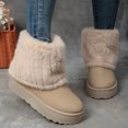 thumbnail image 4 of Bottes de Neige Mi-Mollet à Revers Duveteux pour Femmes 2025 Mode en Suède Bout Rond Plateforme Plates Talon Bas Bottines Courtes d'Hiver, 4 of 6
