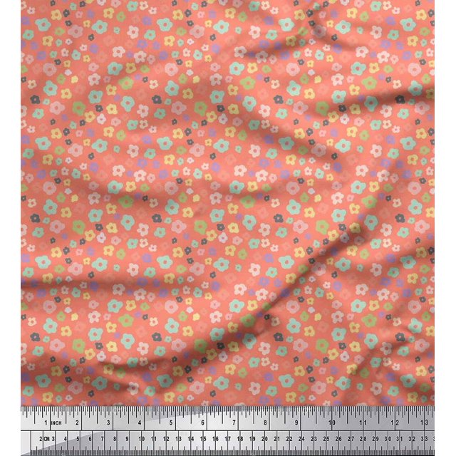 Soimoi Poly Georgette Fabric Flower Artistic Fabric Prints By Yard 52 Inch Wide