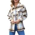 thumbnail image 1 of Yuyuzo Plaid Flannel Shirts for Women Oversized Long Sleeve Shacket Jacket Button down Blouse Tops, 1 of 6