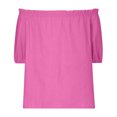 thumbnail image 3 of Women's Off Shoulder Top Ruffle Short Sleeve Cotton Linen Blouse Summer Casual Loose Shirts, 3 of 5