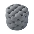 thumbnail image 3 of Inspired Home Sandy Linen Ottoman Allover Tufted Round Modern Contemporary 1 PC, Light Grey, 3 of 7