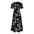 thumbnail image 3 of Dvkptbk Robes d'Été pour Femmes 2024 Mode Décontractée Bohème à Fleurs Robes de Plage Manches Courtes Col Rond Robe d'Été Fluide Maxi Robe de Plage Longue Robe Midi de Plage avec Poches P-2TG, 3 of 4
