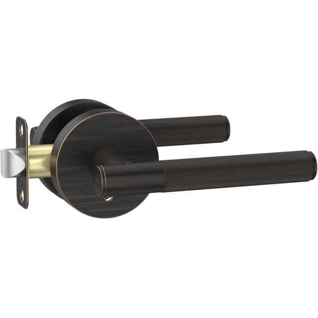 Poignées de Porte Mates Intérieures Moletées Intimité Poignées de Porte Levier de Porte Robuste pour Chambre Ou Salle de Bain Réversible Sans Clé pour Portes Gauche Droite AM