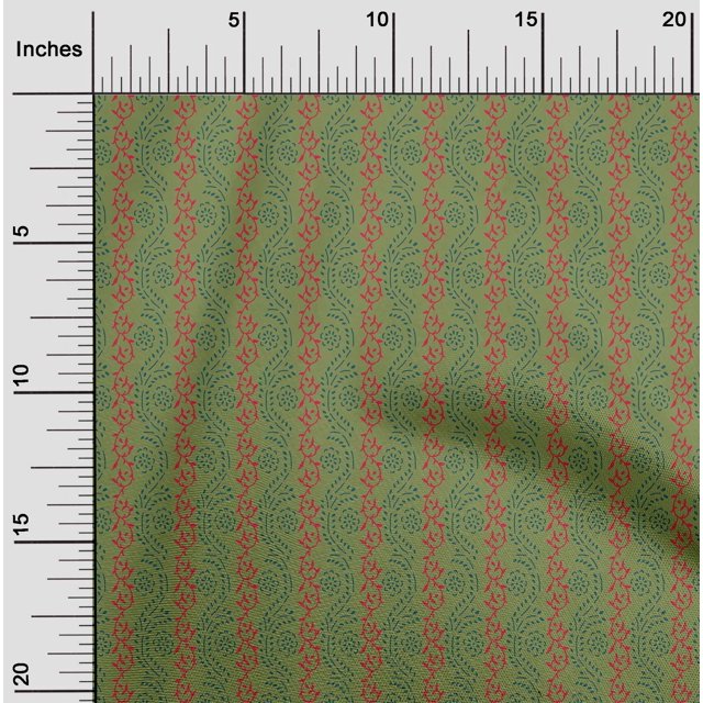 oneOone Georgette Viscose Fabric Leaves & Floral Block Print Fabric By Yard 42 Inch Wide