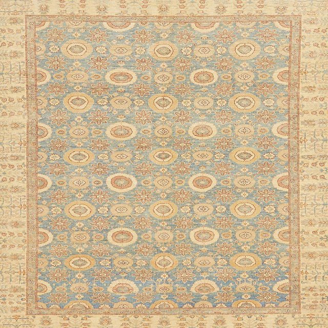Ahgly Company Indoor Square Abstract Brown Gold Abstract Area Rugs, 4' Square