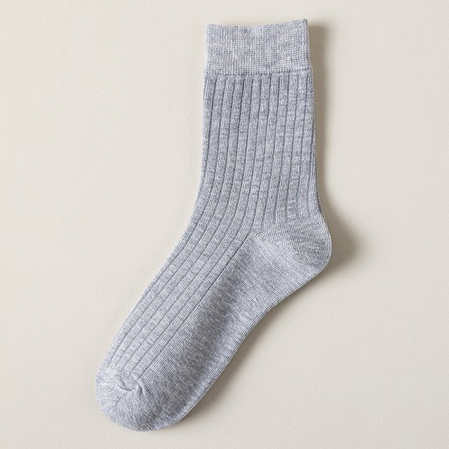 Solid Color Vertical Strip Socks Mid Tube Socks Classic Casual Comfort Cotton Socks
