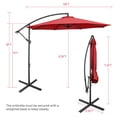 thumbnail image 2 of Costway Parasol Déporté de Patio 10 Pi avec 8 Baleines, Base en Croix, Inclinable, Bordeaux, 2 of 10