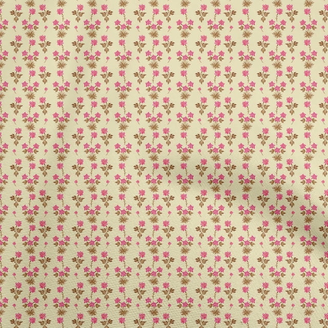 oneOone Polyester Spandex Light Yellow Fabric Floral Sewing Craft Projects Fabric Prints By Yard 56 Inch Wide