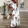 thumbnail image 1 of SMihono Robes Bohèmes d'Été pour Femmes Grande Taille à Col en V Mode Décontractée Style de Déplacement Chandail à Manches Courtes Imprimé Robe Ajustée, 1 of 8