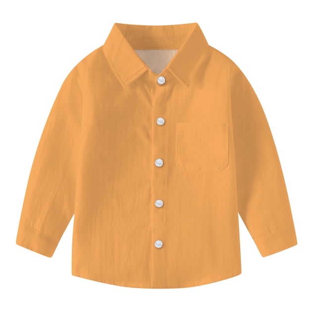 vdgthytj Toddler Baby Boys Girls Button down Shirts Kids Collared Long Sleeve Uniform Dress Shirt Tops Spring Fall Clothes
