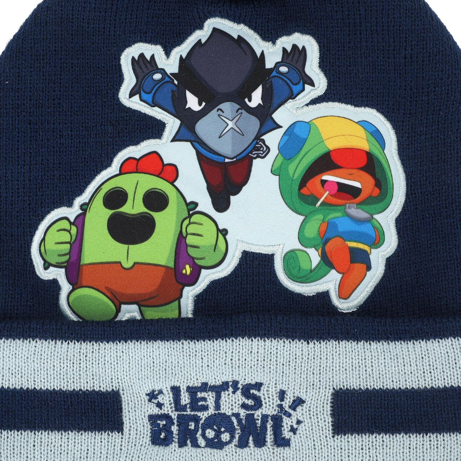 Brawl Stars Kids Multi-Character Applique Pom Beanie Hat And Gloves 2-Piece Set