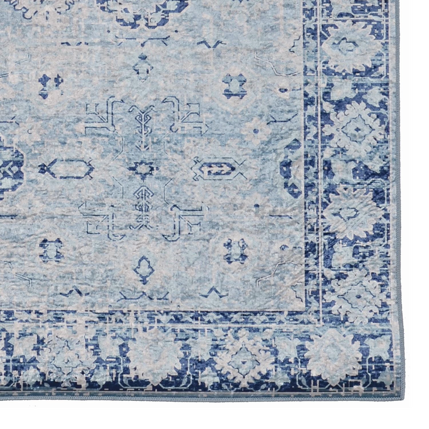 Tapis Emerald Kramer ivoire & bleu de 6 pi 7 po x 9 pi 7 po
