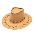 thumbnail image 1 of Chapeau de Soleil Cowboy Adulte Décontracté Solide Suture Été Mode Western Large Bord Polyester, 1 of 2