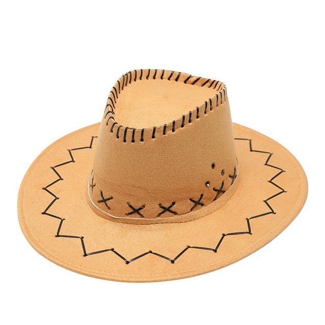 Chapeau de Soleil Cowboy Adulte Décontracté Solide Suture Été Mode Western Large Bord Polyester