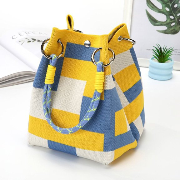 Werulen Sac à Main Léger en Tricot, Sac Fourre-Tout Élégant pour le Quotidien, Sac d'Épaule Décontracté en Tricot, Petit Sac de Rangement pour Petits Articles, Sac à Main en Tricot Doux et Tendance